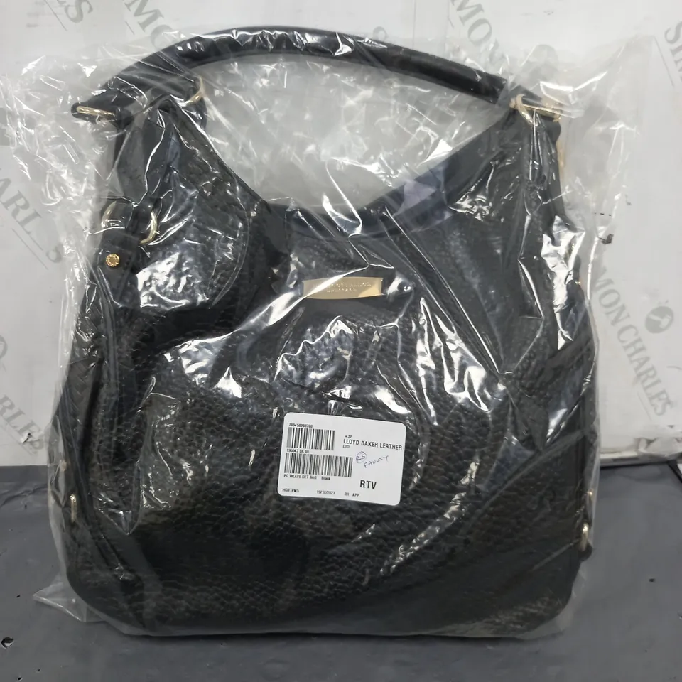 PAUL COSTELLOE WEAVE DETAIL LARGE SLOUCHY LEATHER SHOULDER BAG BLACK