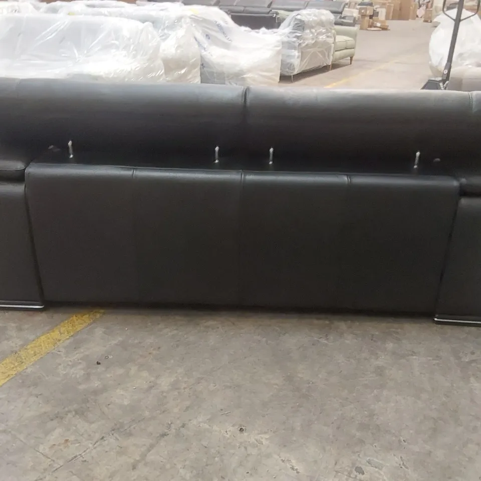 QUALITY DESIGNER ITALIAN MADE LEATHER MELO 4 SEATER SOFA - BLACK