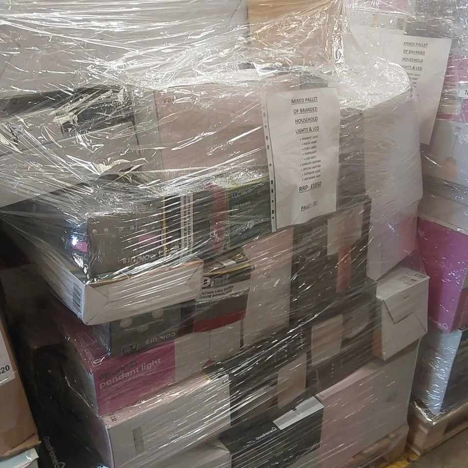 PALLET CONTAINING A LARGE QUANTITY OF BRANDED HOUSEHOLD LIGHTS