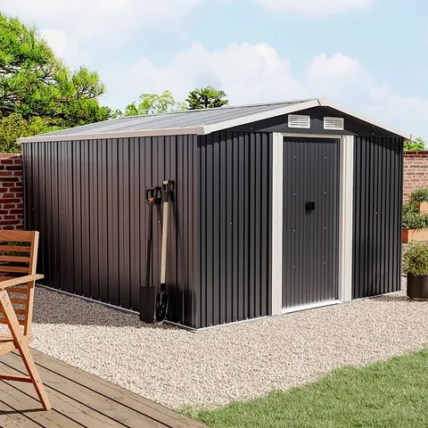 BOXED BLACK GARDEN METAL STORAGE SHED (3 BOXES)
