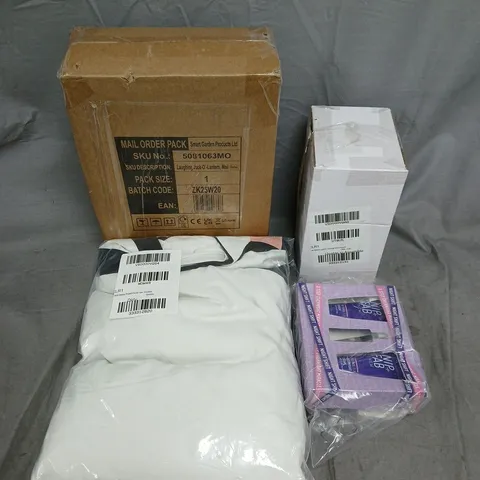 BOX OF APPROXIMATELY 8 ASSORTED HOUSEHOLD ITEMS TO INCLUDE - DUVET SET - NIP+FAB NIGHT SHIFT TRIO - LAUGHING JACK-O'LANTERN - ETC