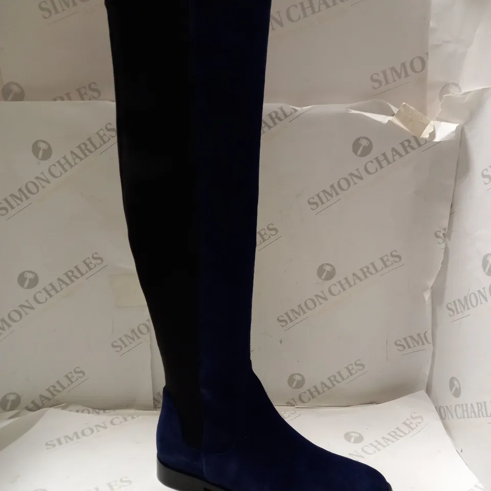 CLARKS NAVY SUEDE BIZZY BOOTS - SIZE 4