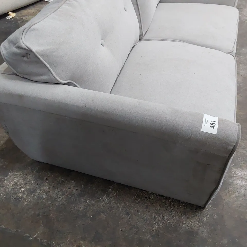 DESIGNER TWO SEATER SOFA LIGHT GREY FABRIC 