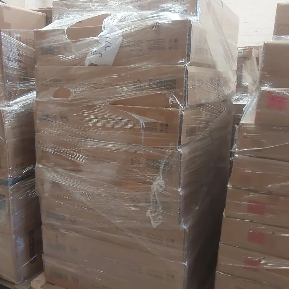 PALLET CONTAINING A VERY LARGE QUANTITY OF ASSORTED DESIGNER FURNITURE PARTS INCLUDING: KITCHEN CUPBOARD PARTS ECT