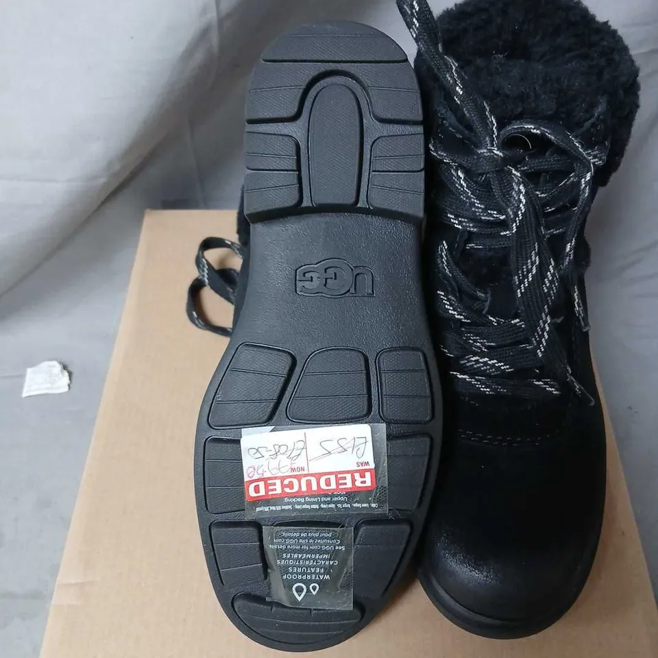 UGG HARRISON LACE BOOTS – BLACK, UK 3 (US 5) – BOXED