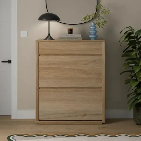BOXED DUNELM MALIK WIDE SHOE STORAGE - LIGHT OAK EFFECT (1 BOX)