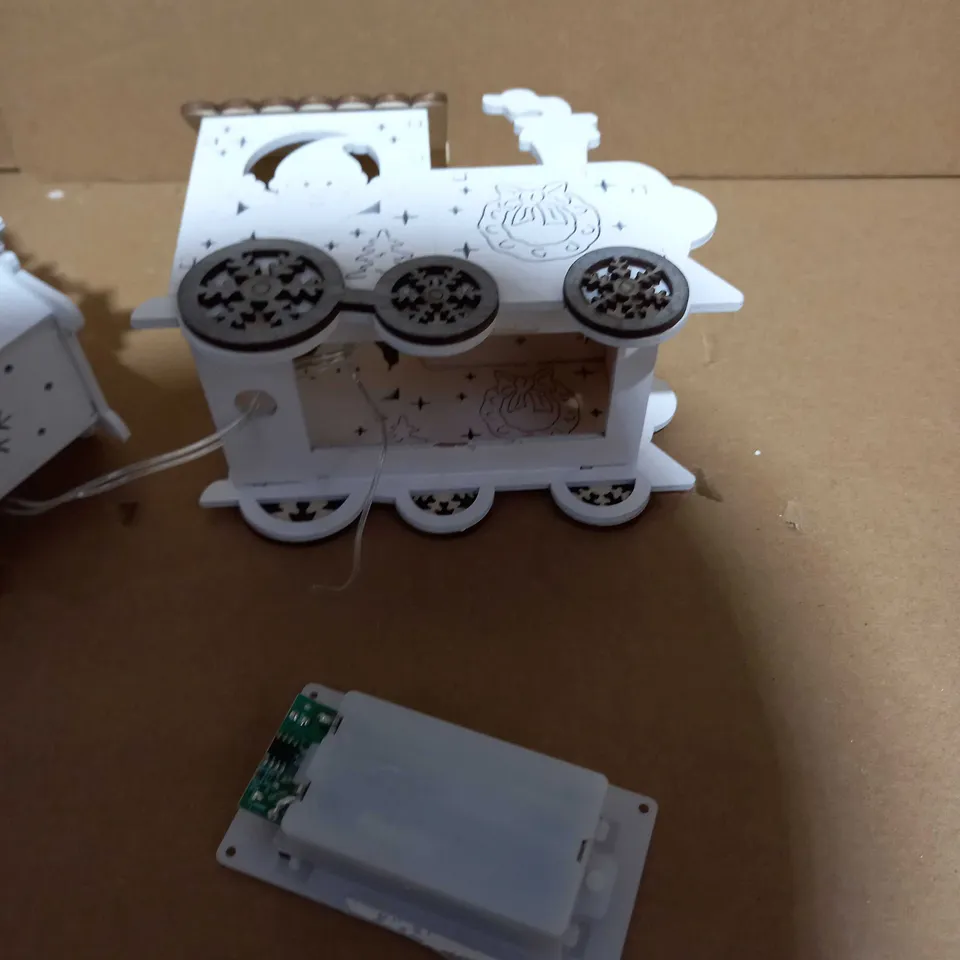 HOME REFLECTIONS PRE-LIT WOODEN WHITE TRAIN DECOR