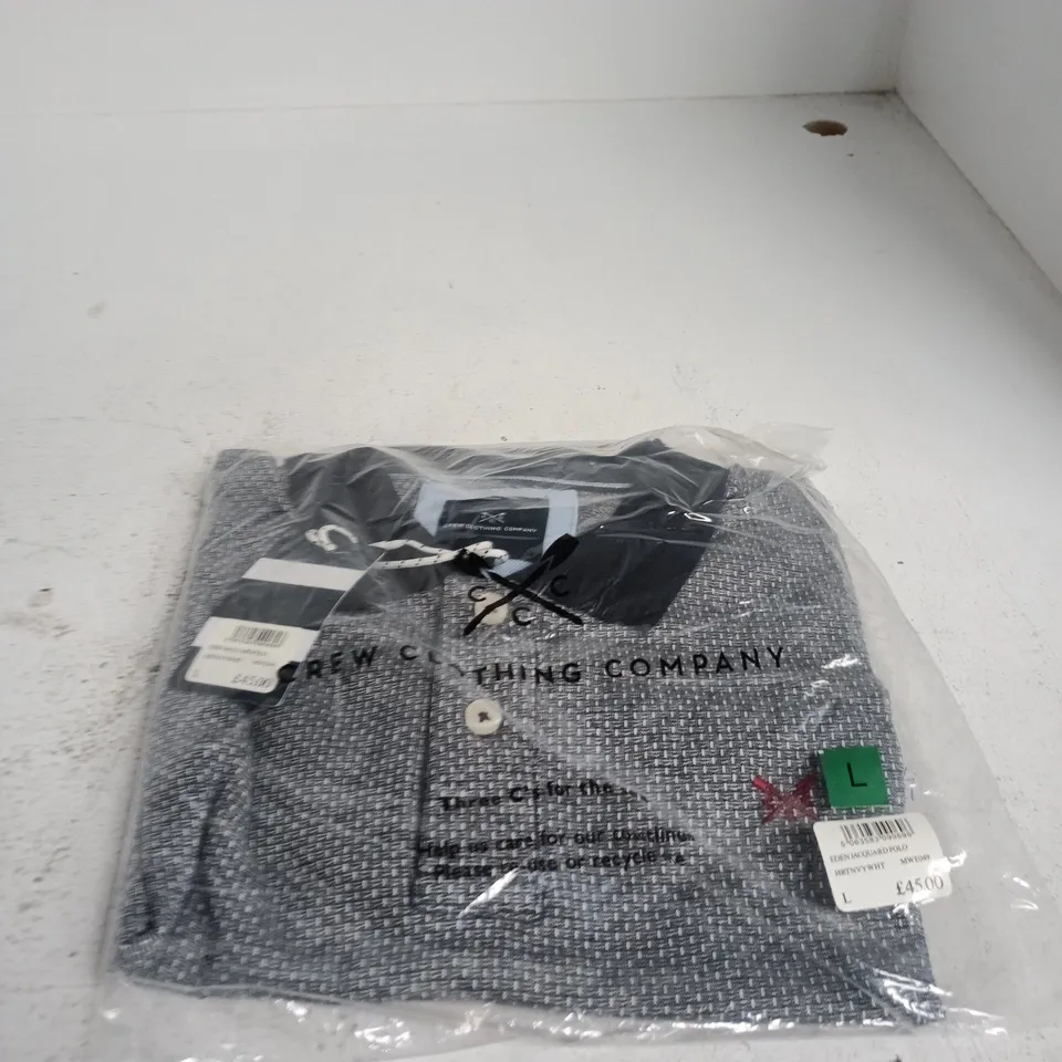 CREW CLOTHING COMPANY EDEN JACQUARD POLO SHIRT – SIZE L