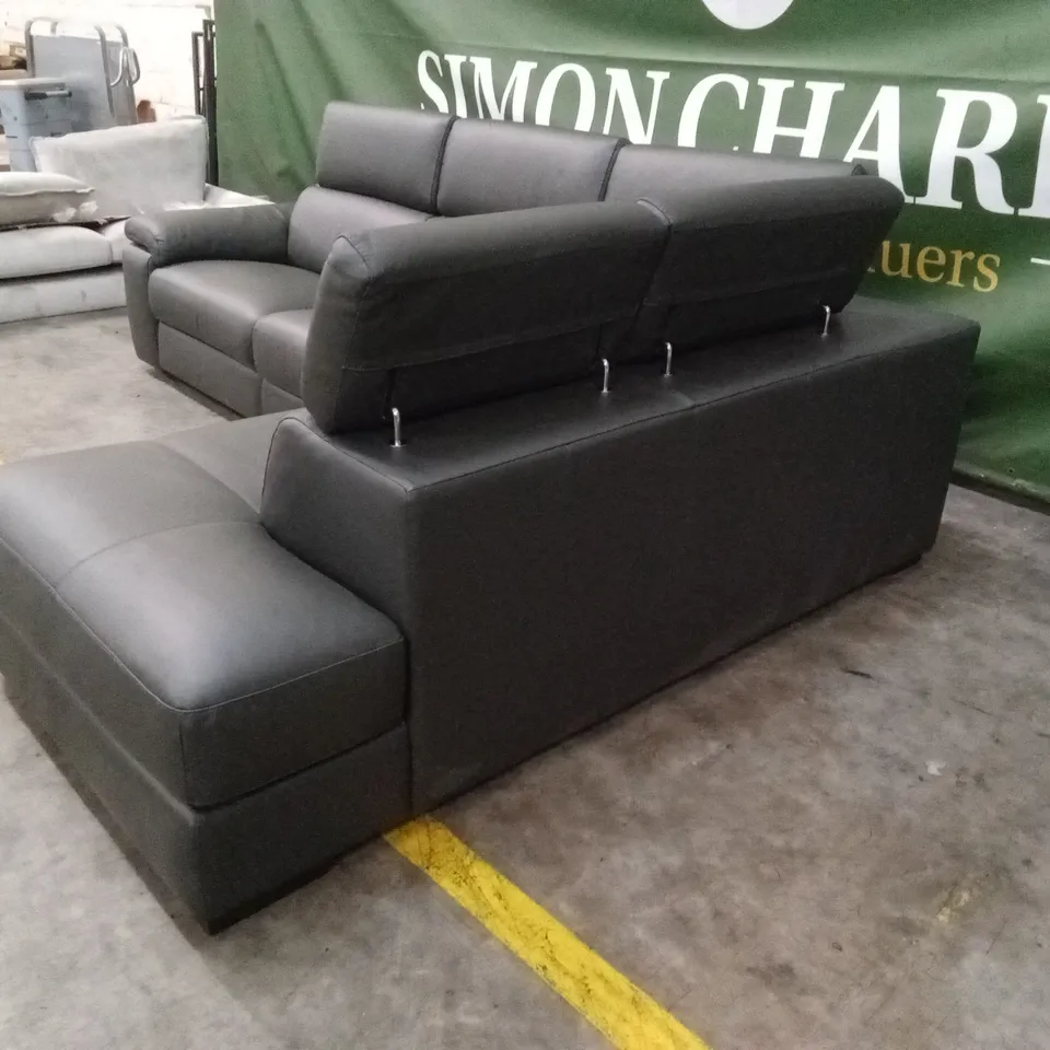 QUALITY DESIGNER ITALIAN MADE RICCARDO LEATHER ELECTRIC RECLINER CORNER CHAISE SOFA - SLATE