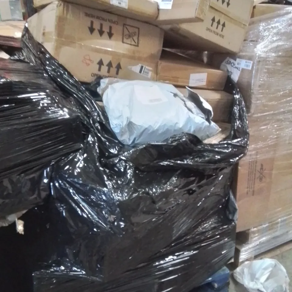 PALLET OF ASSORTED HOUSEHOLD GOODS AND PRODUCTS TO INCLUDE;POWER TOOL BATTERY,BACKPACK,SEWING THREADS