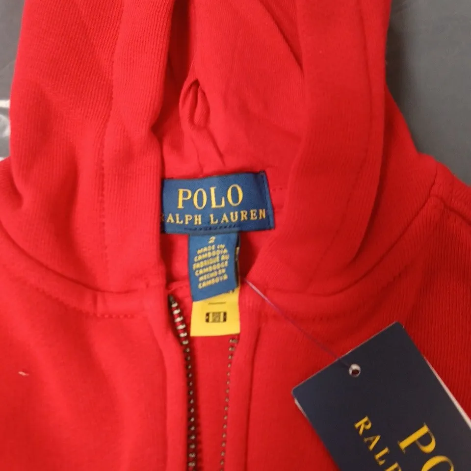POLO RALPH LAUREN KIDS' RED HOODED ZIP HOODIE SIZE KIDS 2