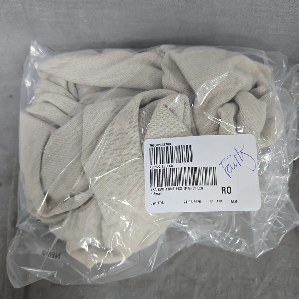 BAGGED KIM & CO FINE SWEATER KNIT ESSENTIAL LONG SLEEVE TOP IN BIRCH SIZE XS