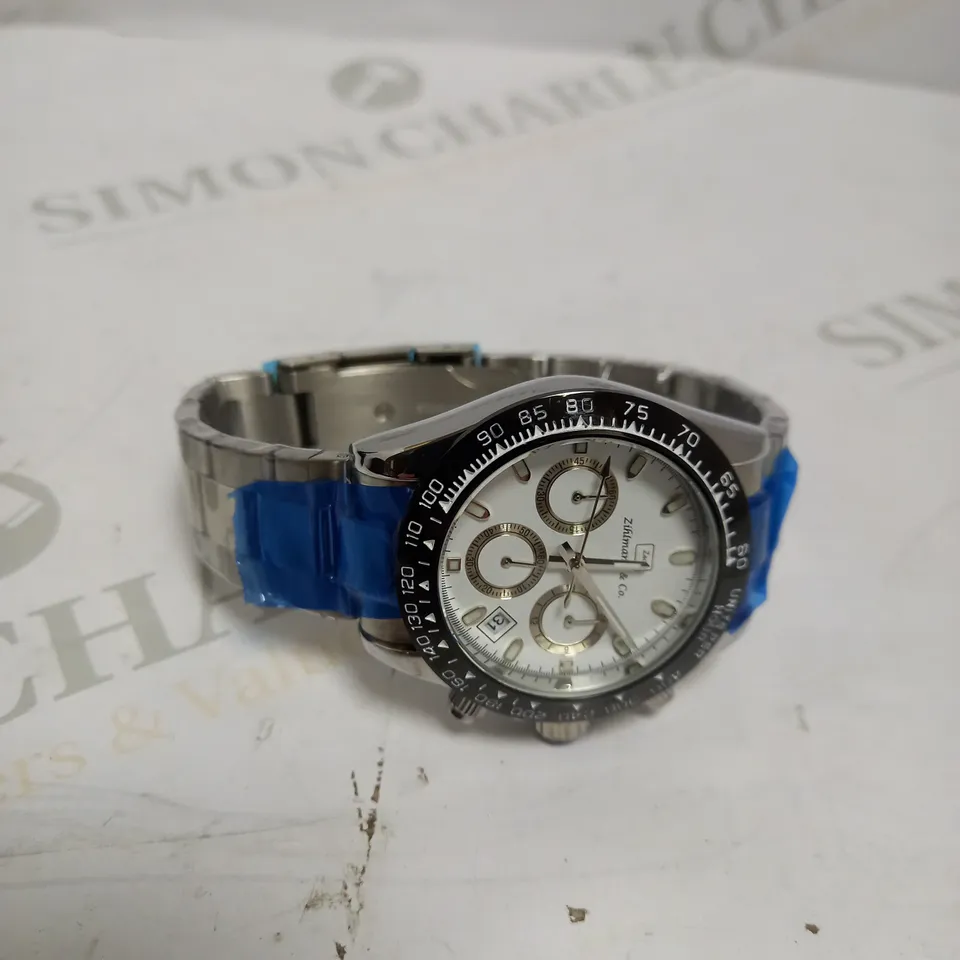 MENS ZIHLMANN & CO Z400 WATCH – CHRONOGRAPH MOVEMENT – STAINLESS STEEL STRAP – WHITE DIAL – 3ATM WATER RESISTANT 