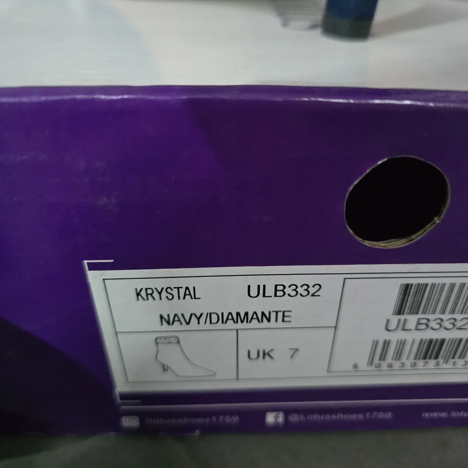 UK 7 LOTUS KRYSTAL ULB332 NAVY DIAMANTE BOOTS