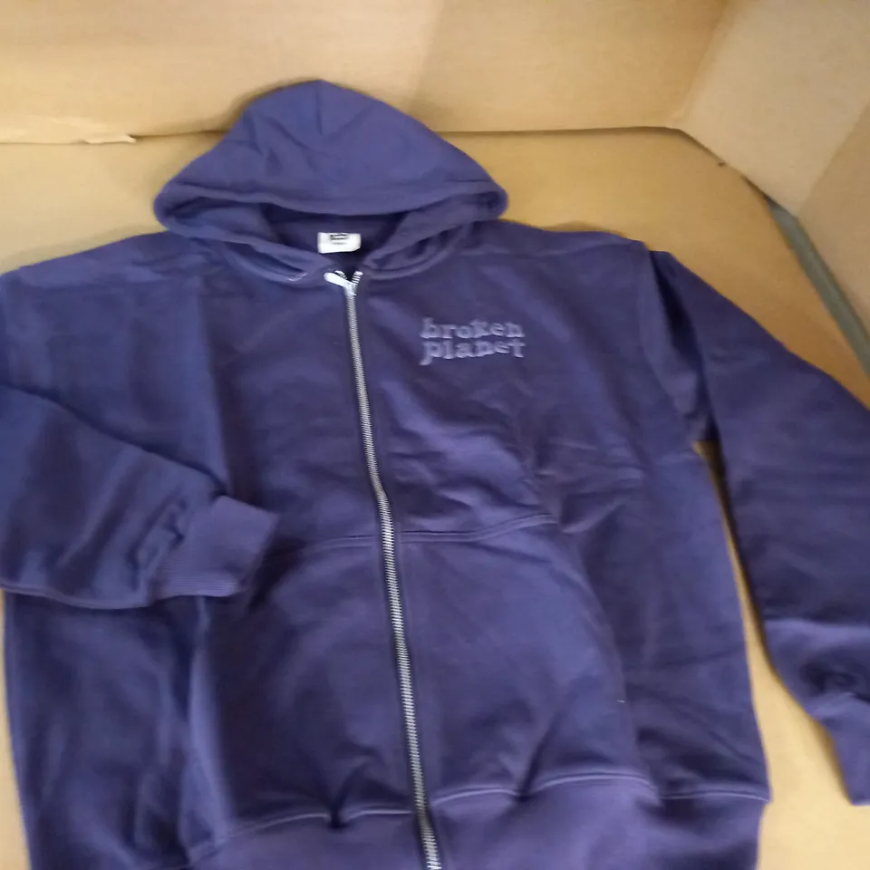BROKEN PLANET PURPLE ZIP THROUGH HOODIE - M