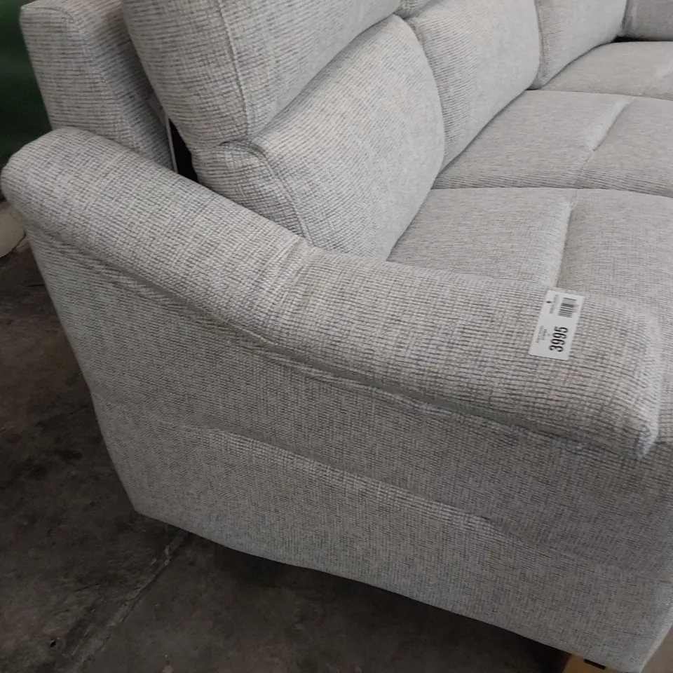 QUALITY BRITISH DESIGNER G PLAN HURST SMALL CURVED THREE SEATER SOFA ROCHE CLOUD FABRIC