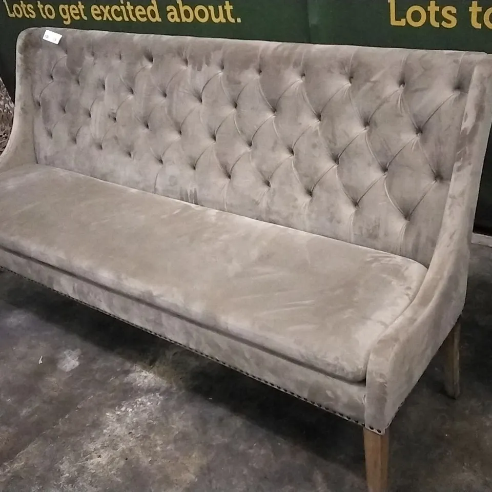 DESIGNER MINK PLUSH VELVET PILLOWED AND STUDDED BENCH