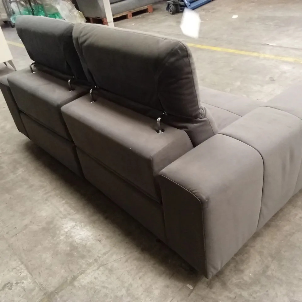 GROVE 3 SEATER FABRIC POWER ELECTRIC RECLINER WITH STORAGE - GREY RRP £1299