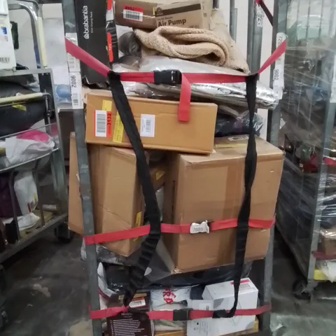 CAGE OF ASSORTED HOUSEHOLD GOODS AND PRODUCTS TO INCLUDE;DRYING RACK,CAKE STAND,CURTAINS 