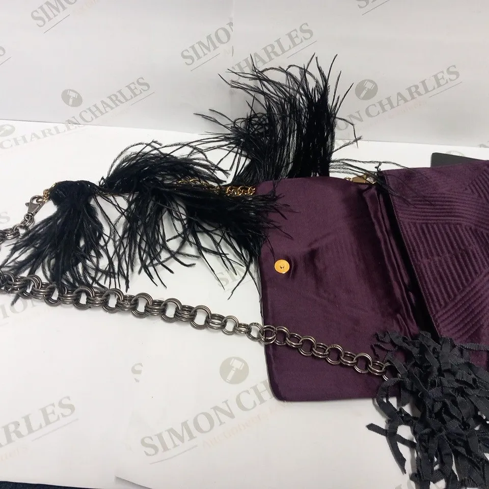 LANVIN PARIS OULOULETTE IN QUILTED SATIN WITH FEATHERS PURPLE