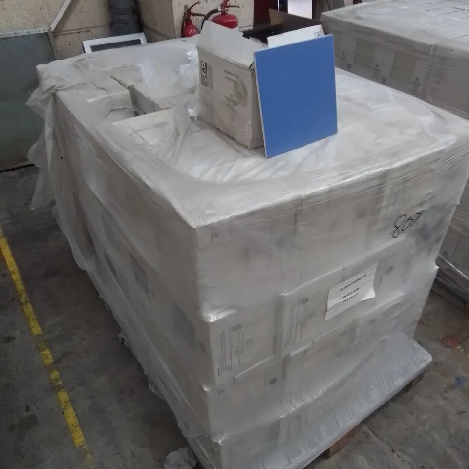 PALLET TO CONTAIN APPROX. 96 PACKS OF ASTUCE COLLECTION MAISON TILES IN BLUE - 25 TILES PER PACK // TILE SIZE: 197 X 197 X 6.5mm