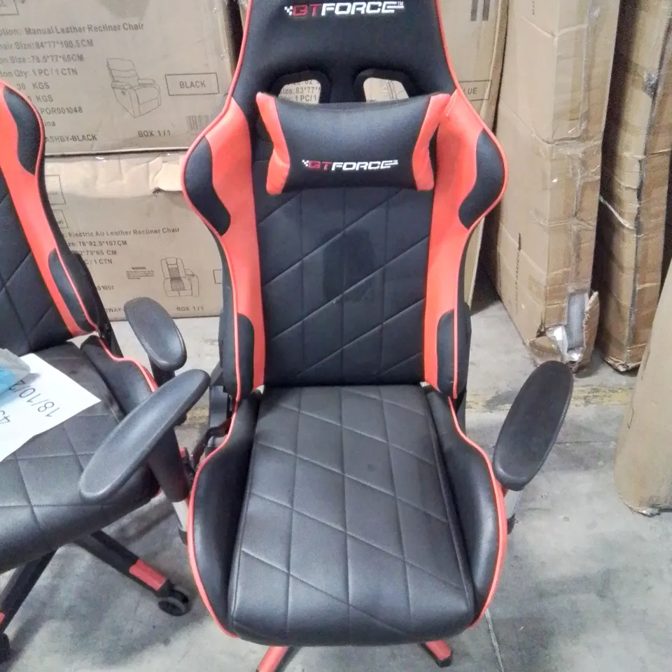 SELECTION OF 4 FAULTY/BROKEN GT FORCE BLACK/RED GAMING CHAIRS