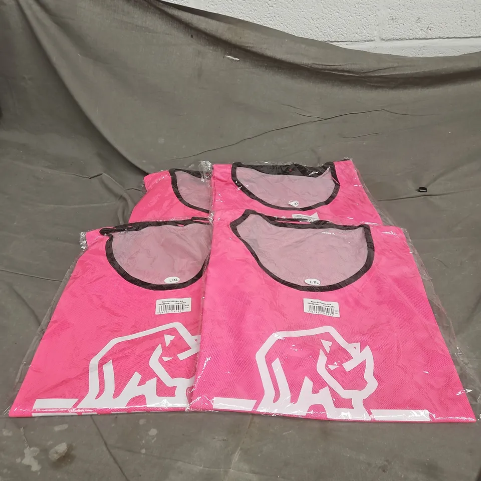 4 X RHINO REVERSIBLE PINK TRAINING BIBS SIZE LARGE/EXTRA LARGE BAGGED