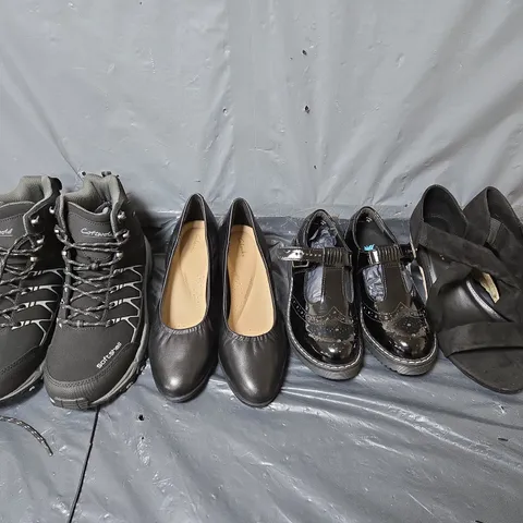 APPROXIMATELY 8 PAIRS OF UNBOXED SHOES TO INCLUDE TRAINERS, HEELS, AND BOOTS IN VARIOUS SIZES AND STYLES 