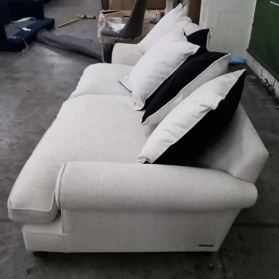 QUALITY THE LOUNGE CO DESIGNER 3 SEATER SOFA - CREAM FABRIC 