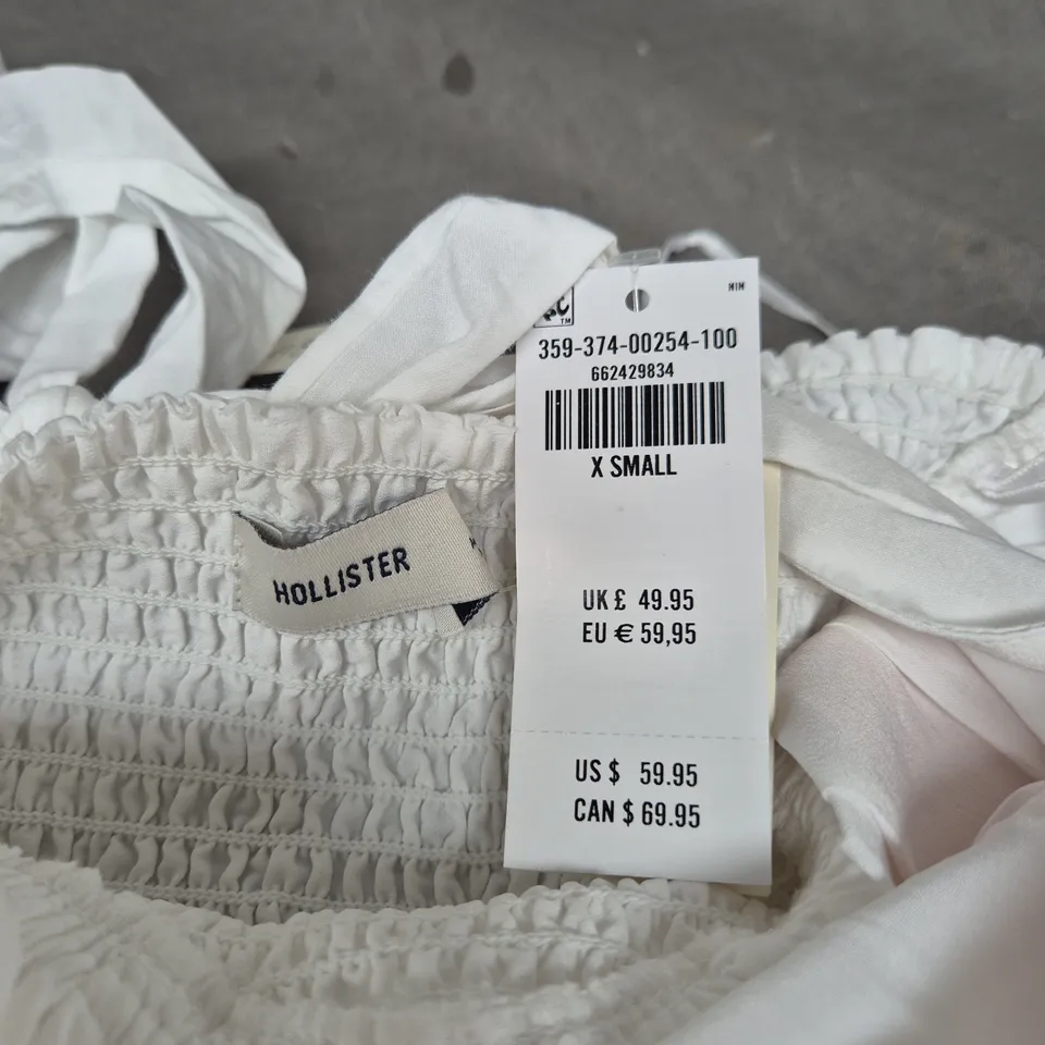 HOLLISTER WHITE SMOCKED HALTER DRESS - XS