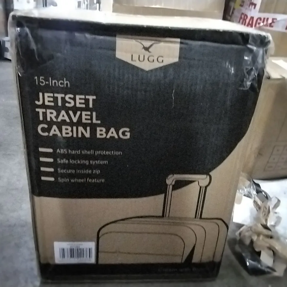 BOXED 15INCH JET-SET TRAVEL CABIN BAG CREAM WITH BROWN