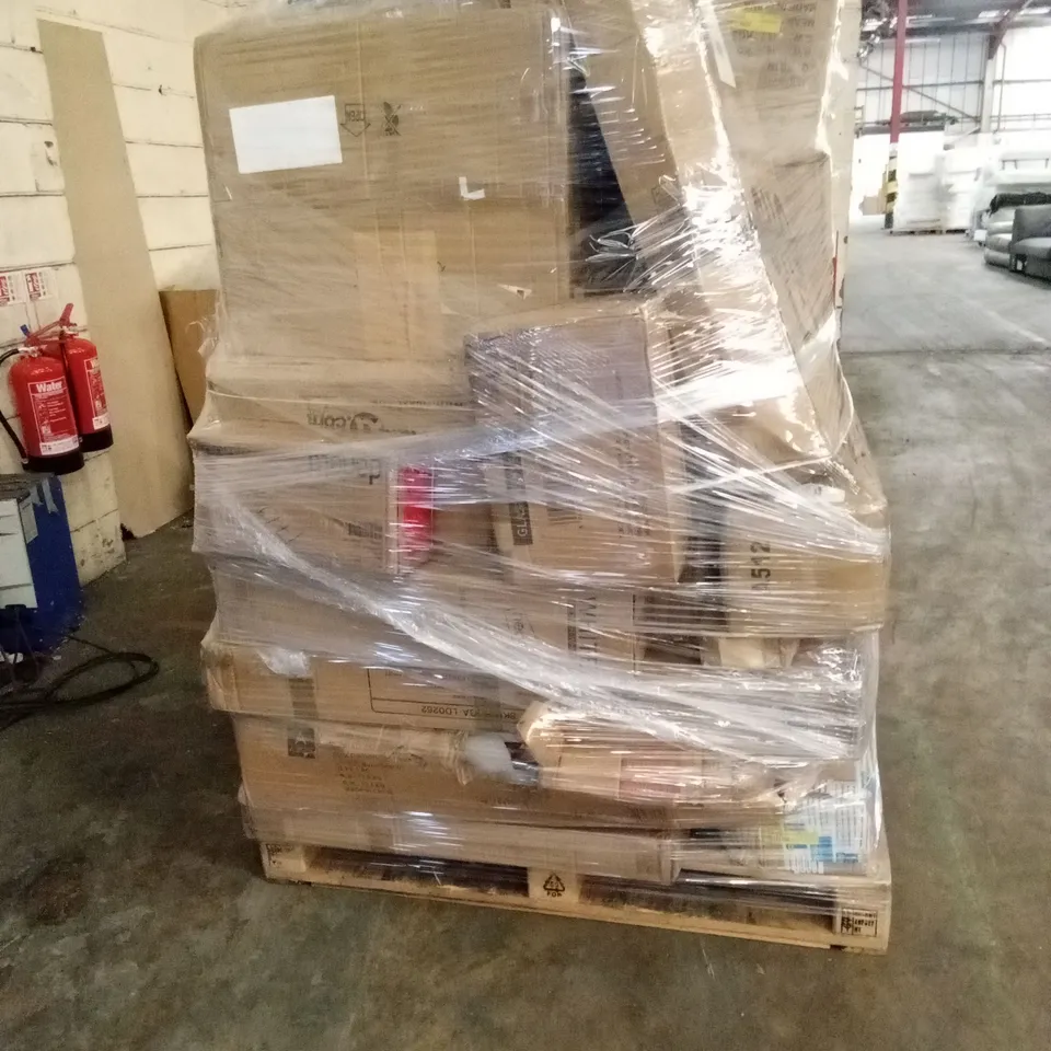PALLET OF ASSORTED HOUSEHOLD GOODS AND PRODUCTS TO INCLUDE;DINING TABLE, DEHUMIDIFIER, BEDSIDE TABLE,GAZEBO, STORAGE JARS