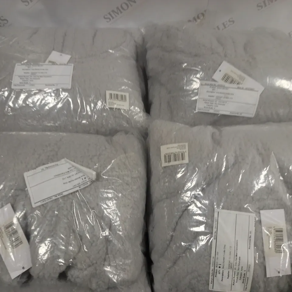 LOT OF 9 GREY TEDDY FLEECE BLANKET HOODIES - ONE SIZE