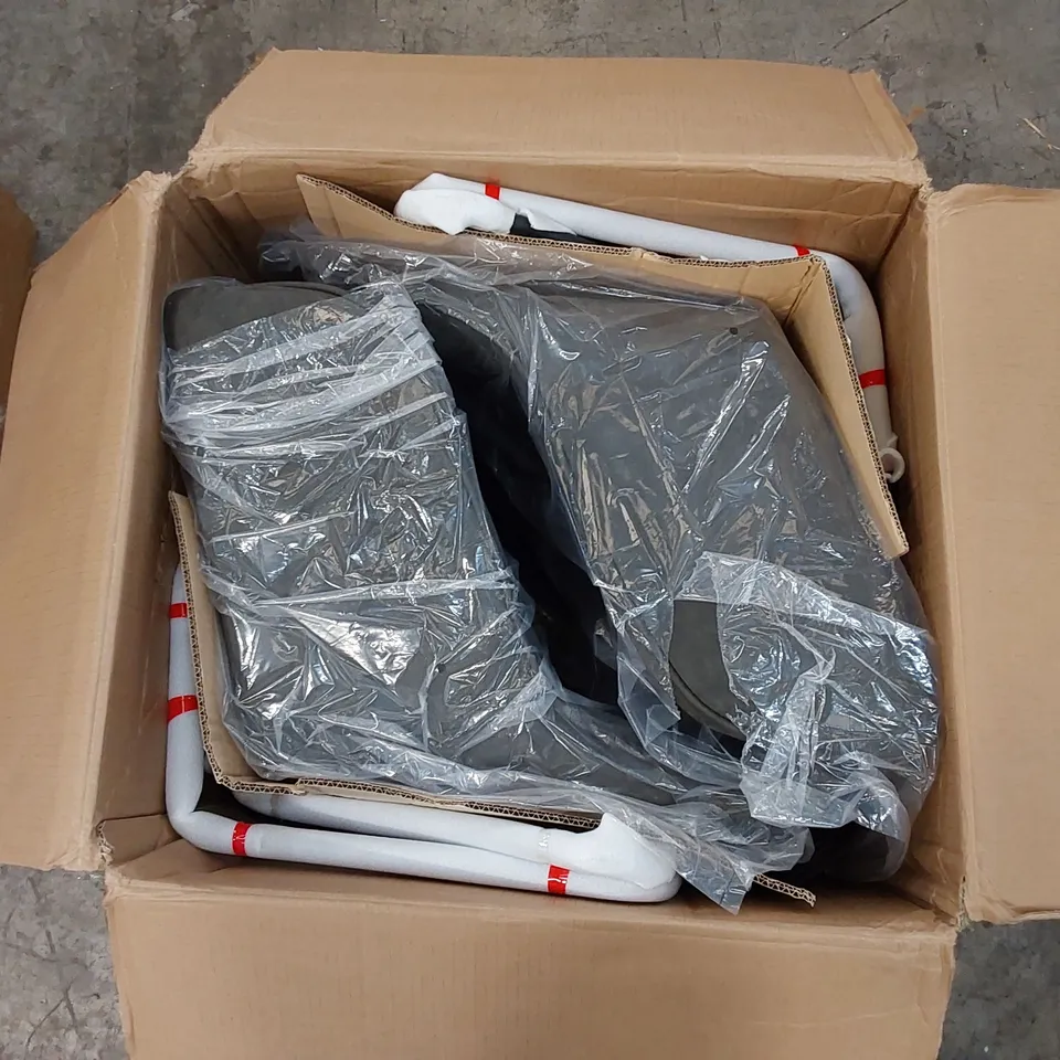 BOXED SET OF 2 DESIGNER DINING CHAIRS - GREY (1 BOX)