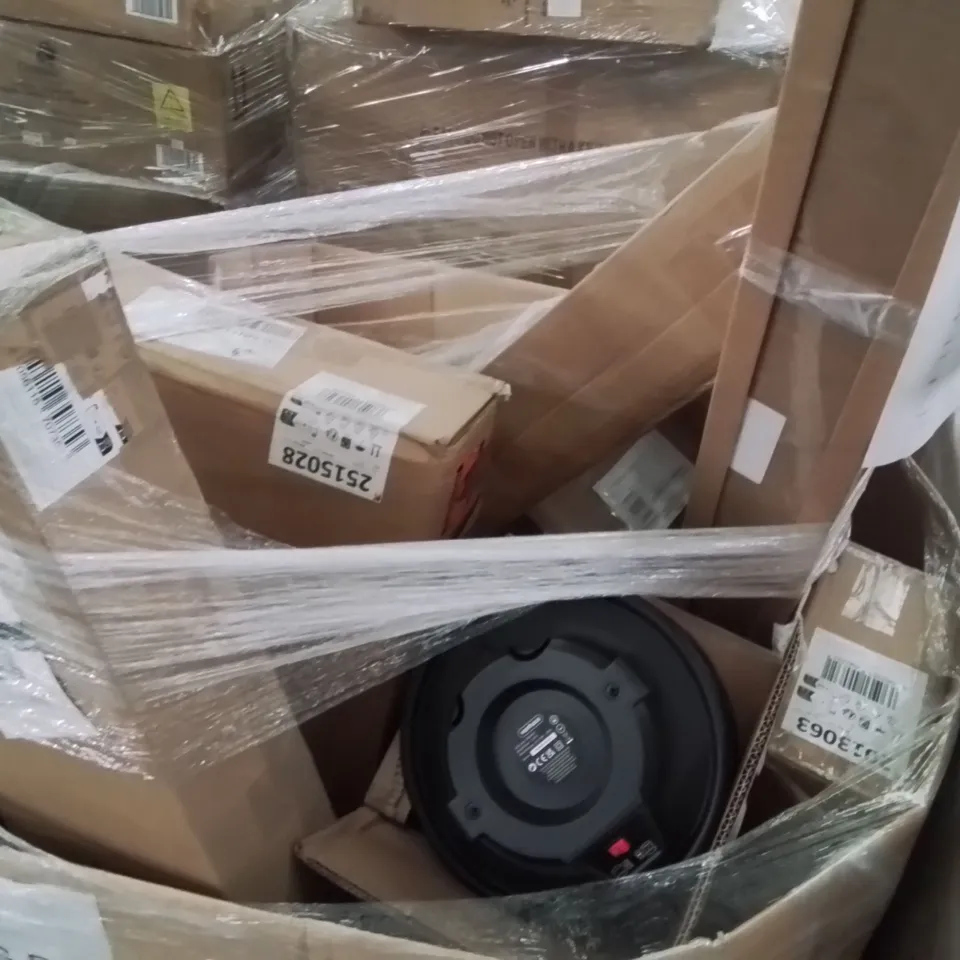 PALLET OF ASSORTED HOUSEHOLD GOODS AND PRODUCTS TO INCLUDE;VACUUM CLEANER,PROJECTOR SCREEN,TEPPANYAKI GRILL