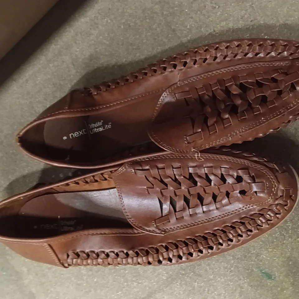 NEXT BROWN LEATHER SLIP-ON LOAFERS – SIZE 9