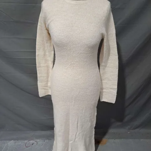 MNG VESTIDO ELENA KNIT DRESS IN CREAM SIZE M
