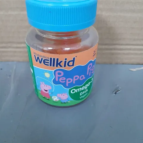 APPROXIMATELY 48 WELLKID PEPPA PIG OMEGA-3 DHA VEGAN SOFT JELLIES – 30 ORANGE FLAVOUR