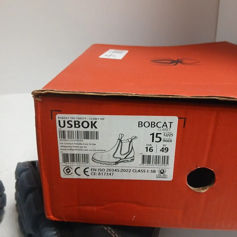 BOBCAT BLACK LEATHER SAFETY BOOTS – CHELSEA STYLE, MEN'S UK 15