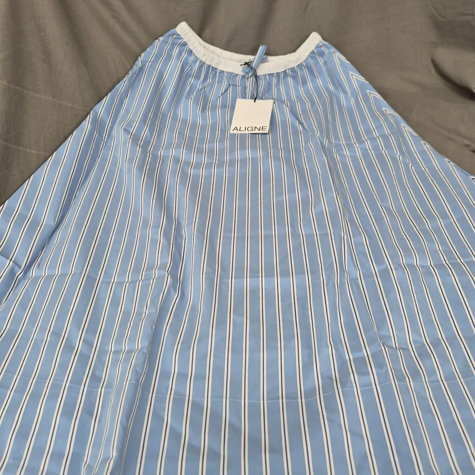 ALIGNE MIKO POPLIN SKIRT – BLUE STRIPE, UK 8
