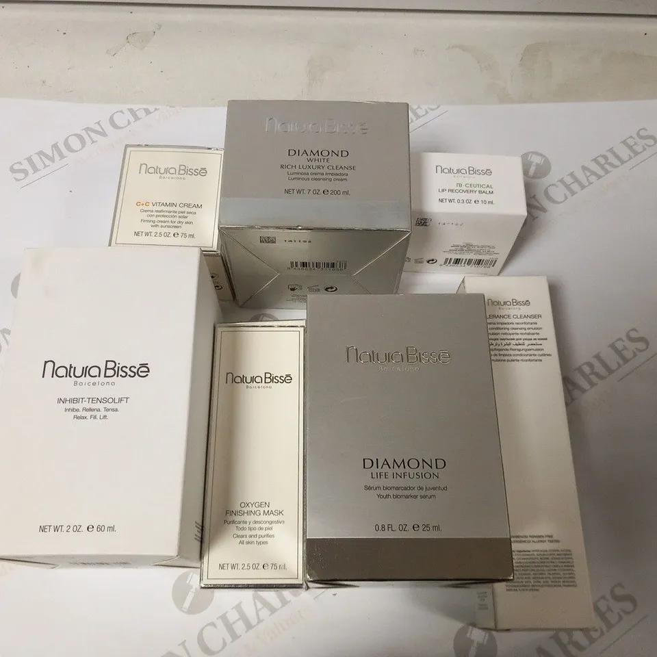 APPROXIMATELY 25 ASSORTED NATURA BISSE BARCELONA COSMETICS PRODUCTS TO INCLUDE;