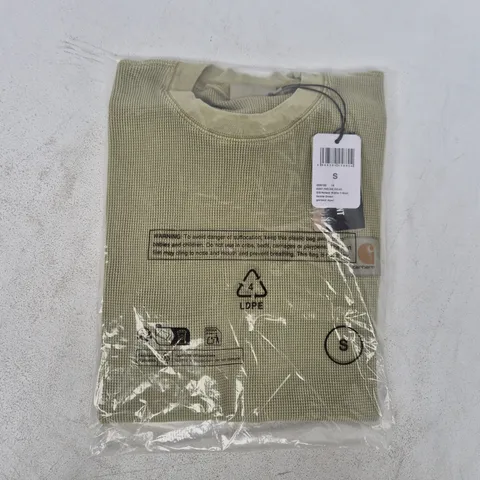 BAGGED CARHARTT SHORT SLEEVE NELSON WAFFLE T-SHIRT IN GENTLE GREEN SIZE SMALL