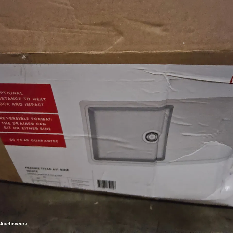 BOXED FRANKE  TITAN WHITE CERAMIC SINGLE BOWL SINK & DRAINER