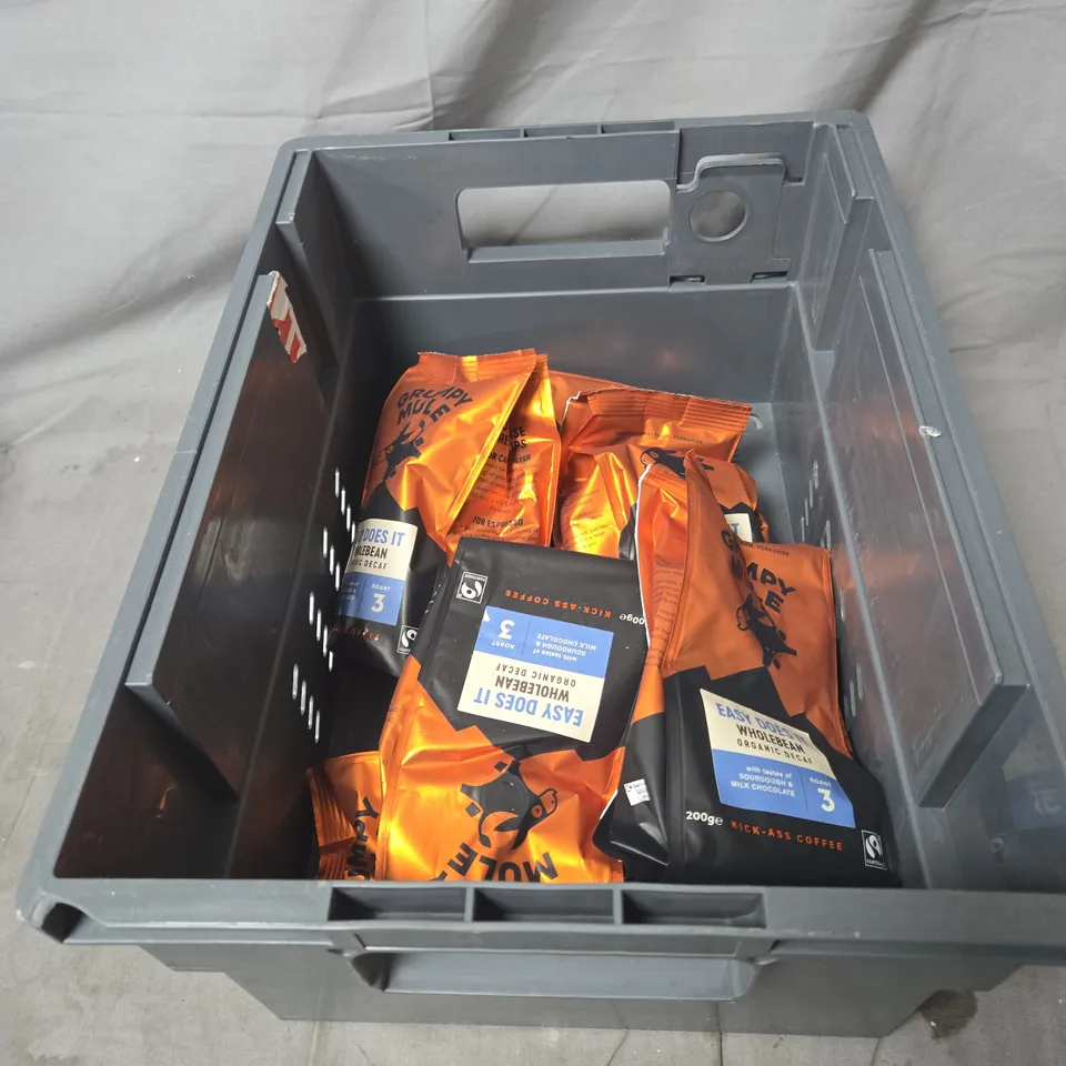 6 X GRUMPY MULE EASY DOES IT WHOLEBEAN ORGANIC DECAF COFFEE – 200G