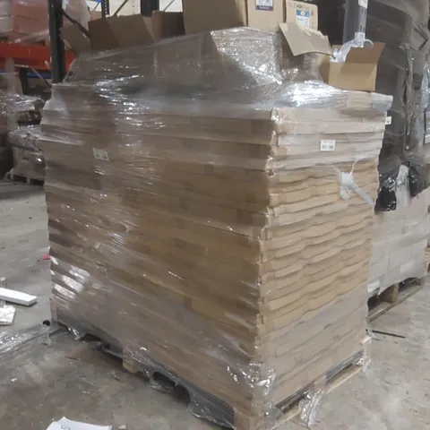 PALLET CONTAINING A VERY LARGE QUANTITY OF WOODEN FURNITURE PANELS AND ASSORTED FITTINGS INCLUDING: 90' BEAM CONNECTORS, SCREEN BRACKETS ECT
