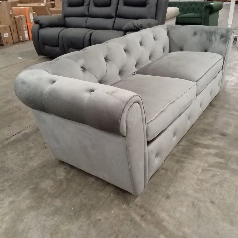 AUDLEY 3 SEATER CHESTERFIELD SOFA, GREY HOUSE VELVET