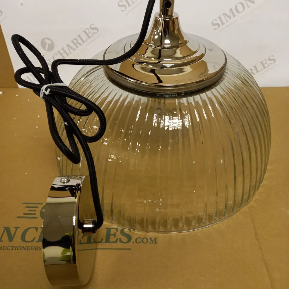 DAR LIGHTING YAMBOL PENDANT POLISHED NICKEL CLEAR GLASS LIGHT FIXTURE