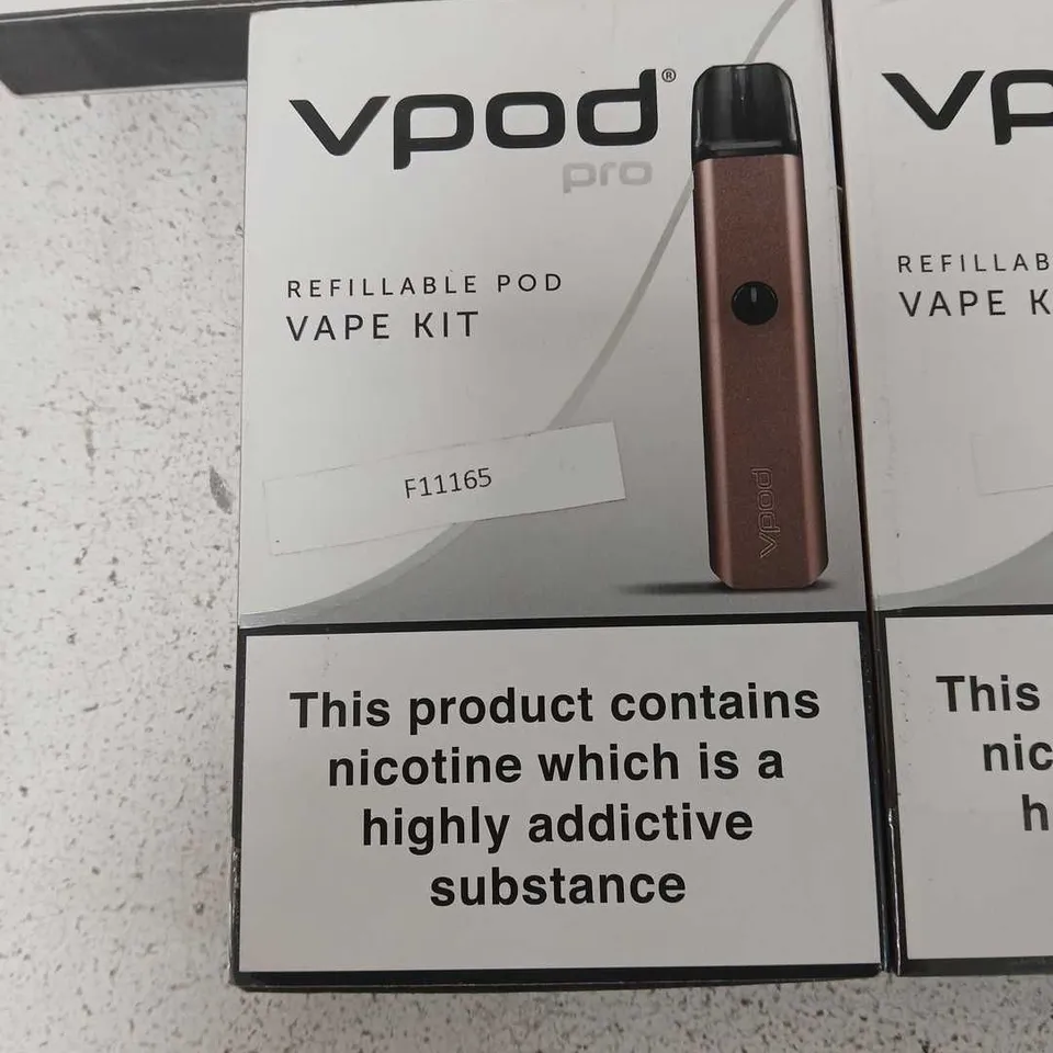 BOX OF APPROXIMATELY 40  ASSORTED E-CIGARETTES AND COMPONENTS TO INCLUDE:  VPOD PRO REFILLABLE KITS 