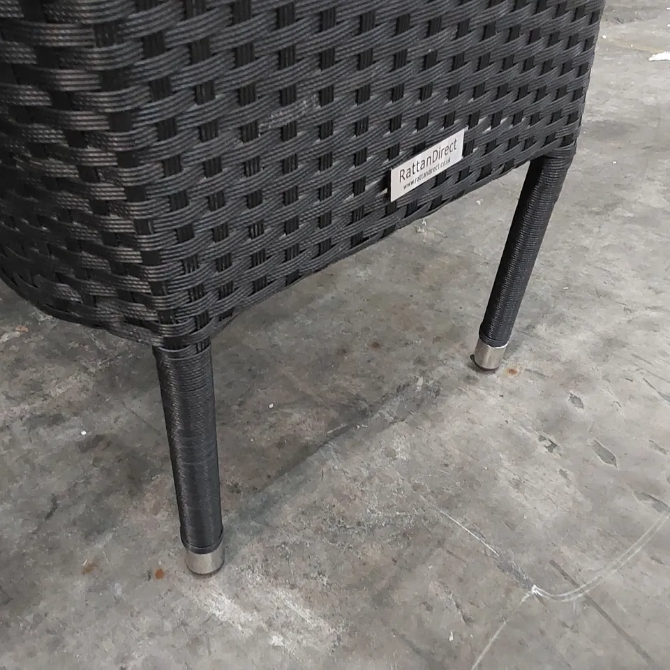 DESIGNER SET OF 4 BLACK RATTAN CHAIRS