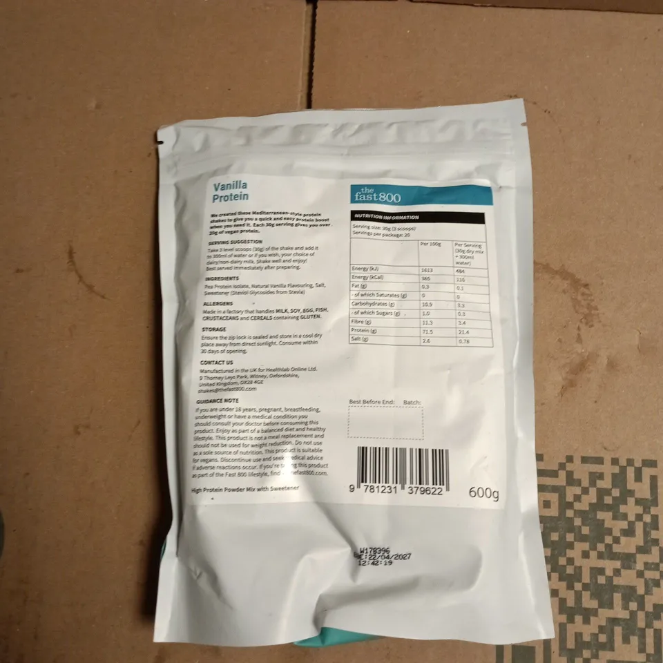VANILLA VEGAN PROTEIN POWDER – THE FAST800, 600G (KETO FRIENDLY)